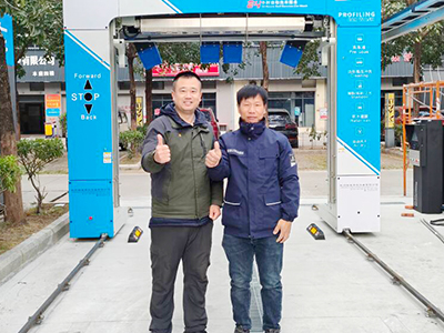 用户案例,镭翼DG仿形洗车机在广东省佛山市福海自动洗车服务安装完成交付使用
